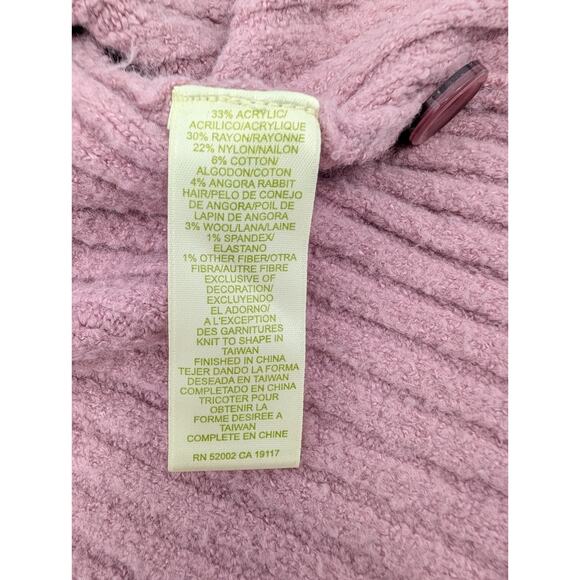 Sigrid Olsen Cardigan Sweater Medium Petite Wool Rabbit Hair Pink Preppy - Picture 4 of 7
